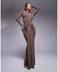 Wanderdoll - Nara Second Skin Drape Front Maxi Skirt Co-ord - Lyst