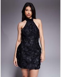 Jarlo - Carmen 3D Floral Lace Halter Neck Mini Dress - Lyst