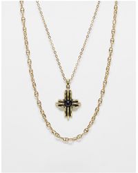 Reclaimed (vintage) - 2 Row Square Cross Necklace - Lyst