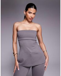 ASOS - Top Largo Con Escote Palabra De Honor Plegado De Sarga De (Parte De Un Conjunto) - Lyst