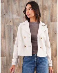 Threadbare - Faux Wool Cropped Trench Coat - Lyst