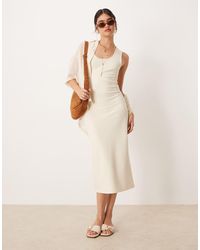 Mango - Compact Knit Scoop Neck Midi Dress - Lyst