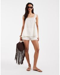 ASOS - Cotton Pull On Lace Trim Shorts - Lyst