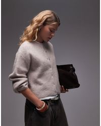 & Other Stories - Mohair & Wool Blend Hairy Yarn Wrap Cardigan With Puff Sleeves - Lyst