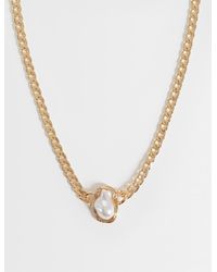 ASOS - Collier chaîne épaisse avec pierre nacrée fantaisie finition e - Lyst