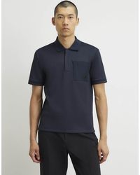 River Island - Slim Fit Nylon Pocket Polo Shirt - Lyst