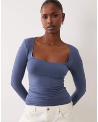 Gina Tricot - Long Sleeve Deep Scoop Neck Top - Lyst
