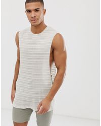 ASOS Relaxed Sleeveless T-shirt With Extreme Dropped Armhole - White