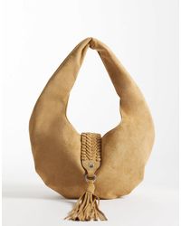 ASOS - Woven Handle Faux Suede Shoulder Bag - Lyst