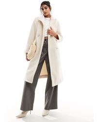 New Look - Double Breasted Textured Longline Coat - Lyst