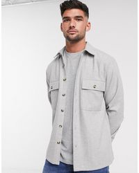 ASOS Wool Mix Textured Overshirt - Gray