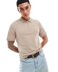 Jack & Jones - Polo zippé - beige - Lyst