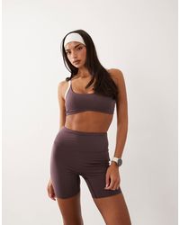 4505 - Short legging taille haute à bandes latérales active en taupe brun 5" - Lyst