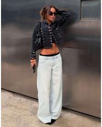 Bershka - Low-Rise Wide-Leg Jeans - Lyst