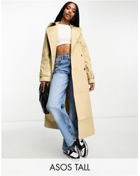 ASOS - Asos design tall - trench-coat long - taupe - Lyst