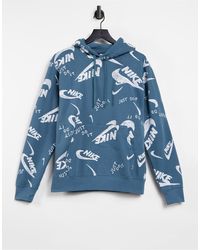 nike all over print seashell hoodie