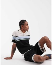 ASOS - Relaxed Knitted Co-ord Notch Neck With Stripe Detail - Lyst