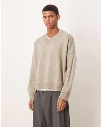 ASOS - Super Oversized Boxy Fit Knitted V-neck Jumper - Lyst