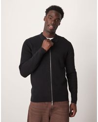 SELECTED - – langärmliges, gestricktes polohemd - Lyst