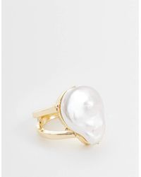 ASOS - Double Band Ring With Faux Freshwater Pearl - Lyst
