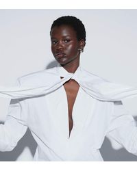 ASOS - Ttya Lab Poplin Shoulder Pad Tie Detail Shirt - Lyst