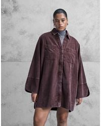 ASOS - Asos Design Curve Cord Mini Shirt Dress With Wide Cuffs And Oversized Pockets - Lyst
