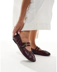 London Rebel - Mia Strappy Ruched Ballet Flats - Lyst