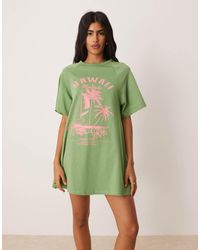 ASOS - Vestito T-Shirt Corto Oversize Con Grafica "Hawaii" - Lyst