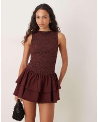 ASOS - Lace Bodice Mini Dress With Poplin Skirt - Lyst
