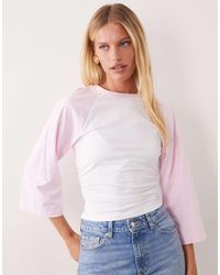 ASOS - Short Contrast Sleeve Top With Cinched Waist - Lyst