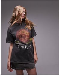 TOPSHOP - T-shirt oversize avec imprimé pink floyd sous licence - anthracite - Lyst