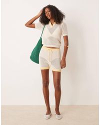 ASOS - Co-ord Knitted Open Stitch Contrast Trim Shorts - Lyst