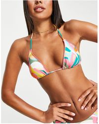 Accessorize - – es triangel-bikinioberteil mit tropischem muster - Lyst