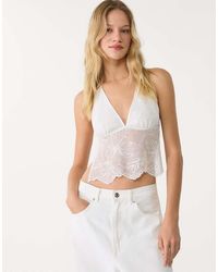 Stradivarius - Halter Top With Sequin Embroidery - Lyst