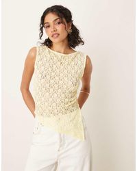 ASOS - Top Asimmetrico Color Latticello Arricciato Sui Lati - Lyst