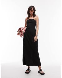 TOPSHOP - Linen Heavy Seamed Bandeau Midi Dress - Lyst