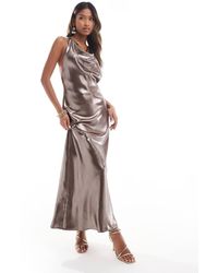 River Island - Midi Jurk Met Halternek En Gedraaide Achterkant - Lyst