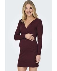 ONLY - Vestido Color Vino De -Rojo - Lyst