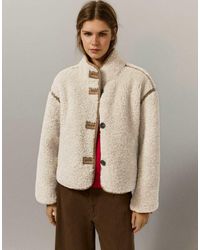 Pull&Bear - Faux Shearling High Neck Jacket - Lyst