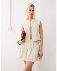 Reclaimed (vintage) - Limited Edition Mini Skirt With Dropped Waist And Pearl Embroidery Coord - Lyst