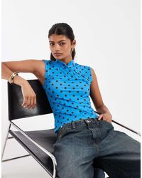 Pieces - Asymmetric Button Jersey Top - Lyst