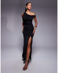 TFNC London - Vestito Monospalla Con Gonna Al Polpaccio E Spacco Sulla Coscia - Lyst