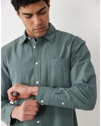 SELECTED - 100% Cotton Long Sleeve Seersucker Shirt - Lyst