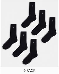 Polo Ralph Lauren - Confezione da 6 paia di calzini sportivi neri con logo del pony - Lyst