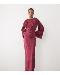ASOS - Asos Design Tall Modesty Flute Sleeve Draped Maxi Dress - Lyst