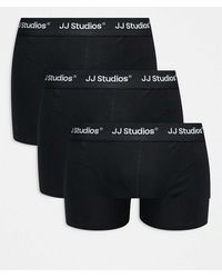 Jack & Jones - Pack De 3 Calzoncillos Negros Con Logo En La Cinturilla De - Lyst