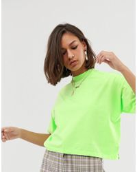 ASOS T-shirt droit à encolure montante - Vert fluo délavé