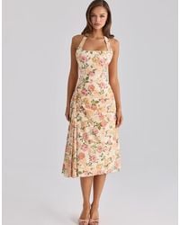 House Of Cb - Tallulah Halter Neck Cotton Midi Dress - Lyst