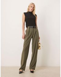 ASOS - Asos Design Tall Tailored High Waist Belted Straight Leg Pants - Lyst