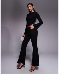 ASOS - Pantalon évasé d'ensemble taille haute en tissu texturé - Lyst